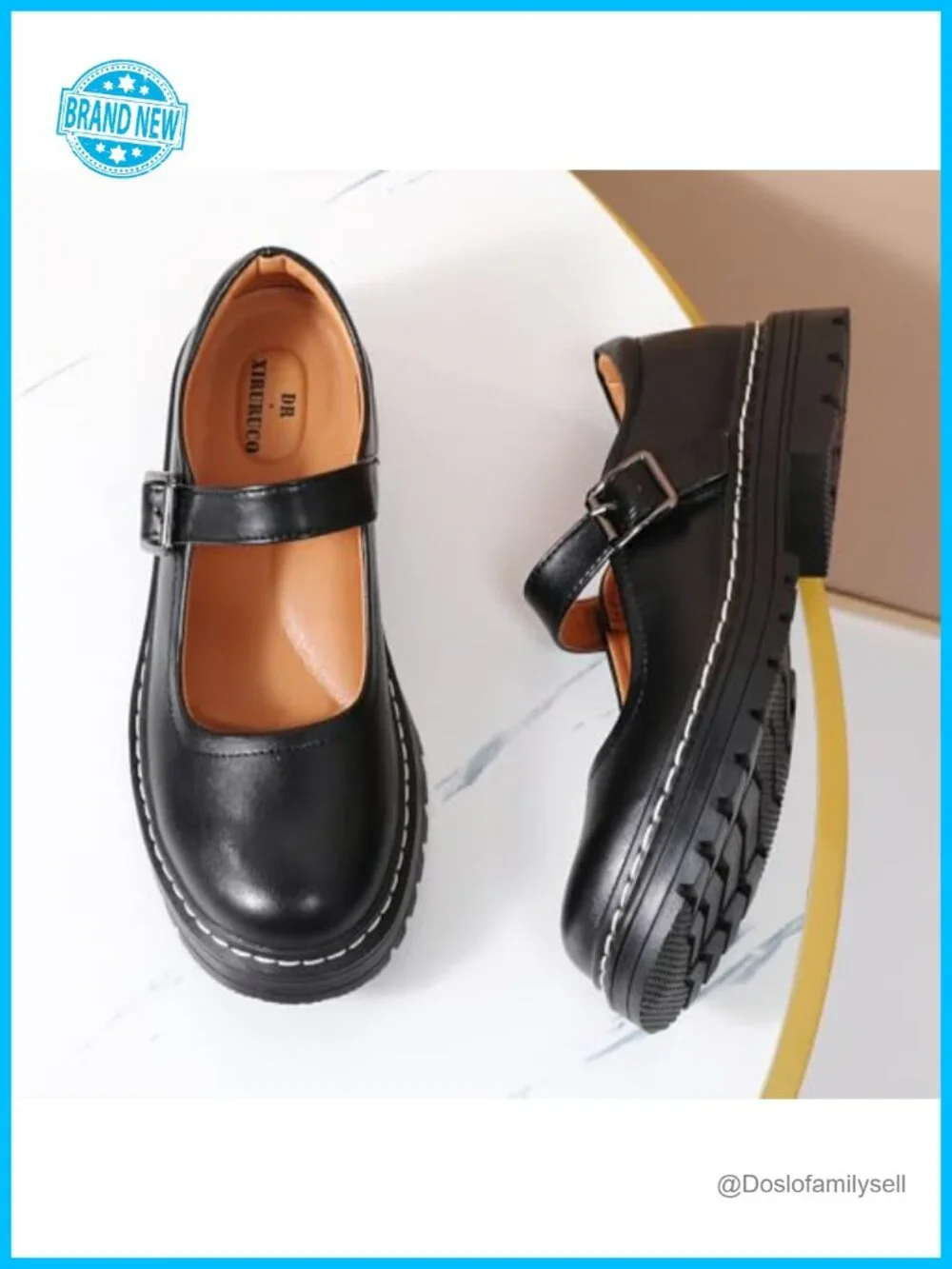 Women's Faux Leather Mary Jane Platform Shoes Non-Slip with Memory Foam